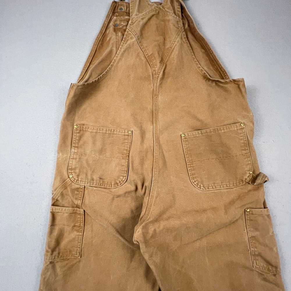 Carhartt Overalls Mens 38x32 Brown Duck Canvas Relaxed Fit R01-M Workwear Bibs - Picture 16 of 16